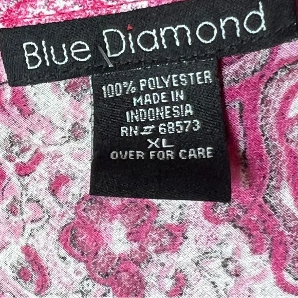 Blue Diamond XL Sheer Surplice Peplum Style Top with Bell Sleeves Pink &… - Picture 8 of 9